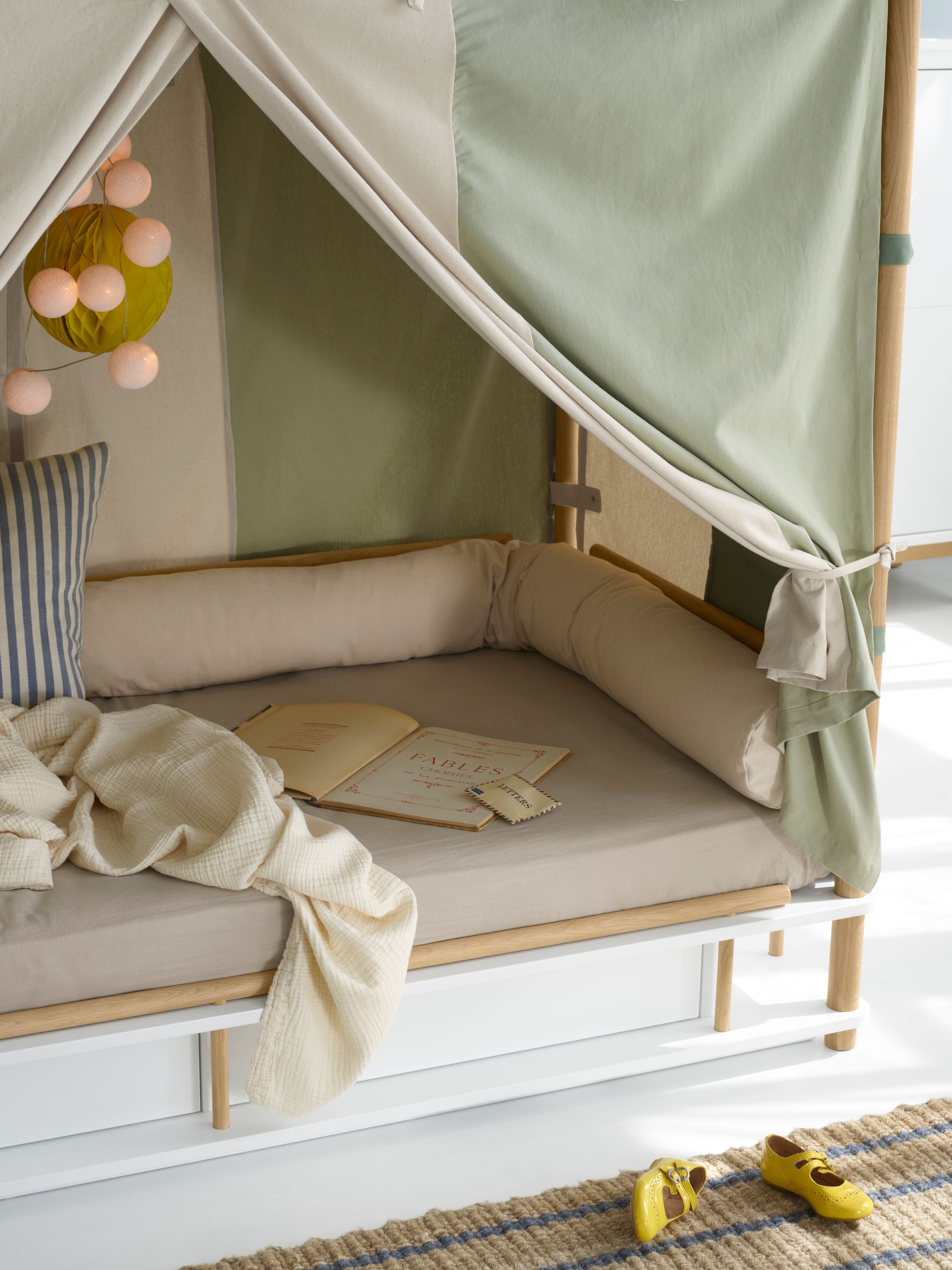 Canopy For Camp Bed - Circus Green/Undyed