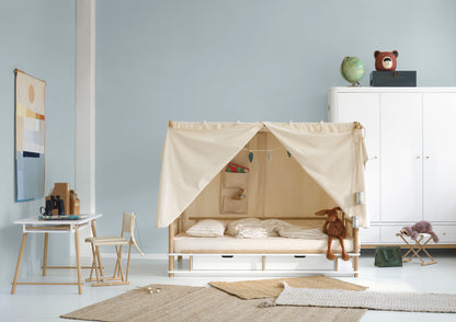 Camp Canopy Bed, White/Oak