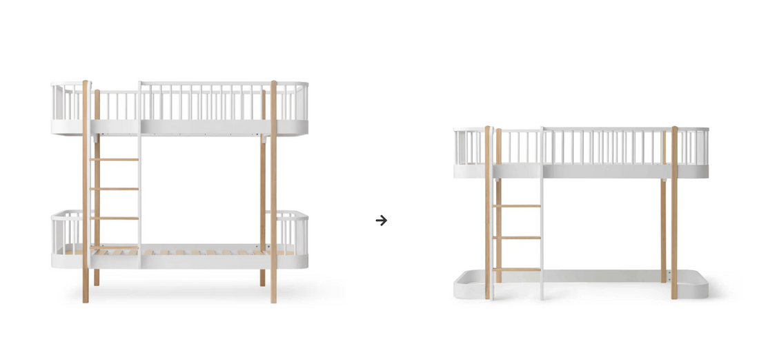 Conversion set original bunk bed to low loft bed 138 cm |White/Oak | OF041753