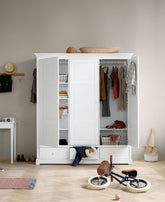 Oliver Furniture Seaside Wardrobe 3 Doors White – open doors showing interior shelves