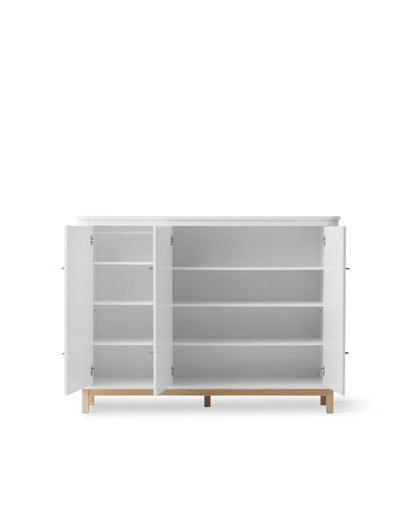 Oliver Furniture Multi Cupboard 3 Doors, white/oak – interior with adjustable shelves