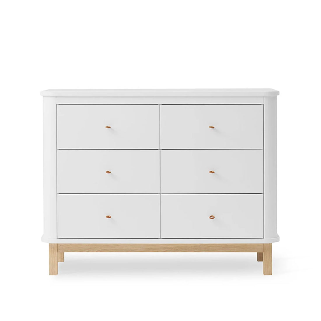 Wood Commode 6 Lades Wit/Eiken