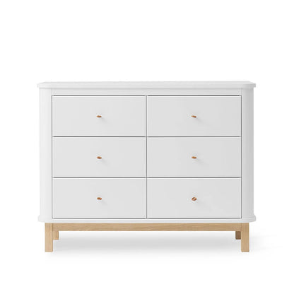 Wood Nursery Dresser 6 Drawers White Oak