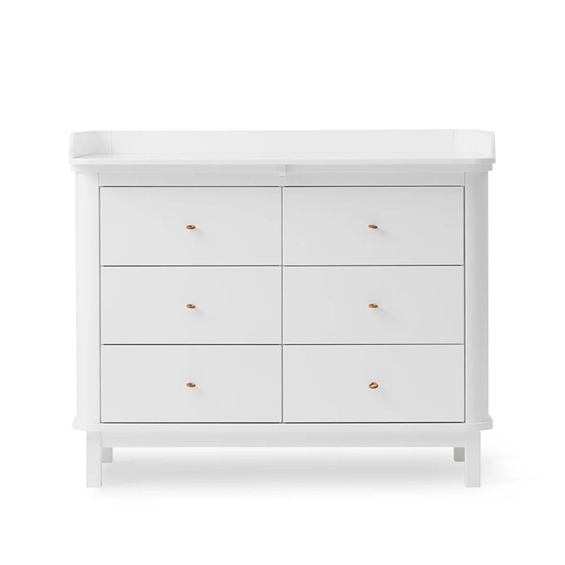 Wood Nursery Dresser 6 Drawers Large Top White