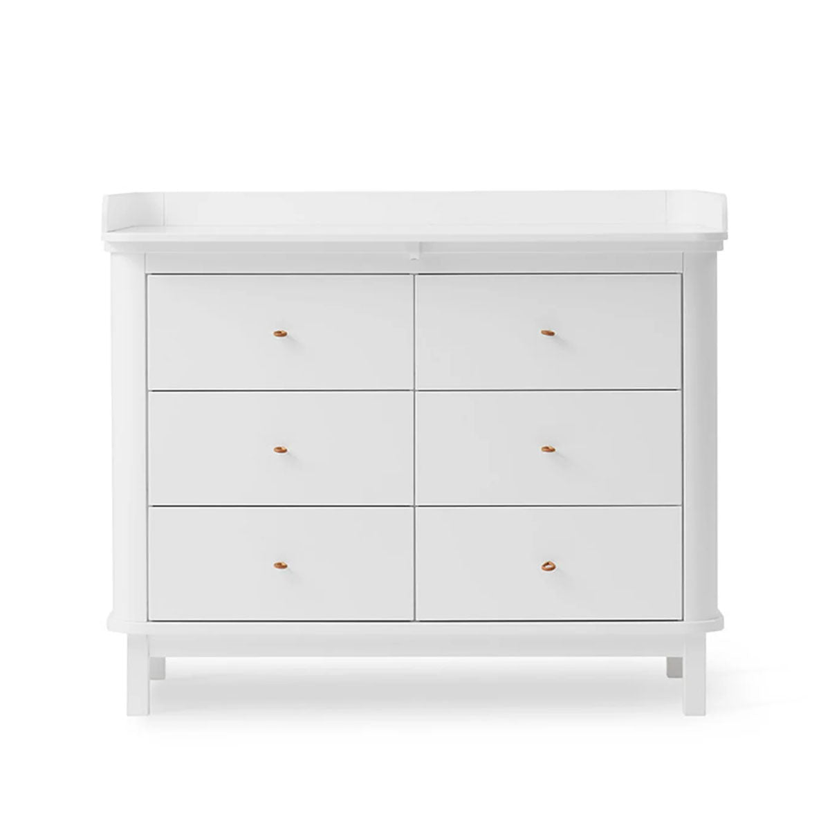 Wood Nursery Dresser 6 Drawers Large Top White