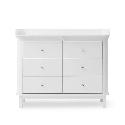 Wood Nursery Dresser 6 Drawers Large Top White