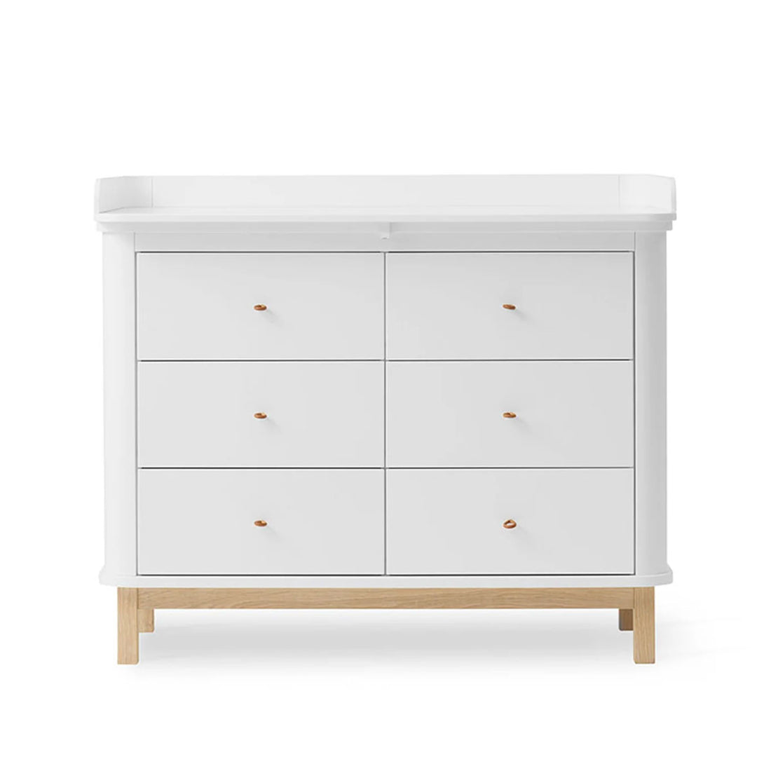 Wood Nursery Dresser 6 Drawers Large Top White/Oak