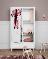 Oliver Furniture Wood Wardrobe 2 Doors, white – flexible shelving and fixed hanging rod
