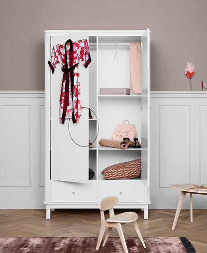 Oliver Furniture Wood Wardrobe 2 Doors, white – flexible shelving and fixed hanging rod