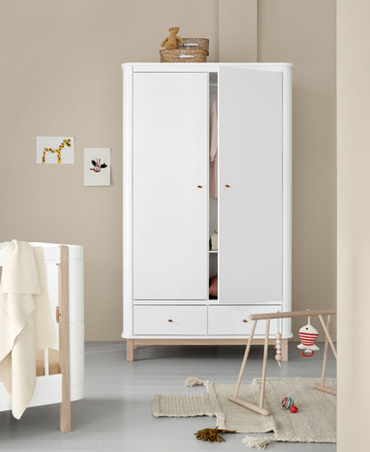 Oliver Furniture Wood Wardrobe 2 Doors, white/oak – alternate angle
