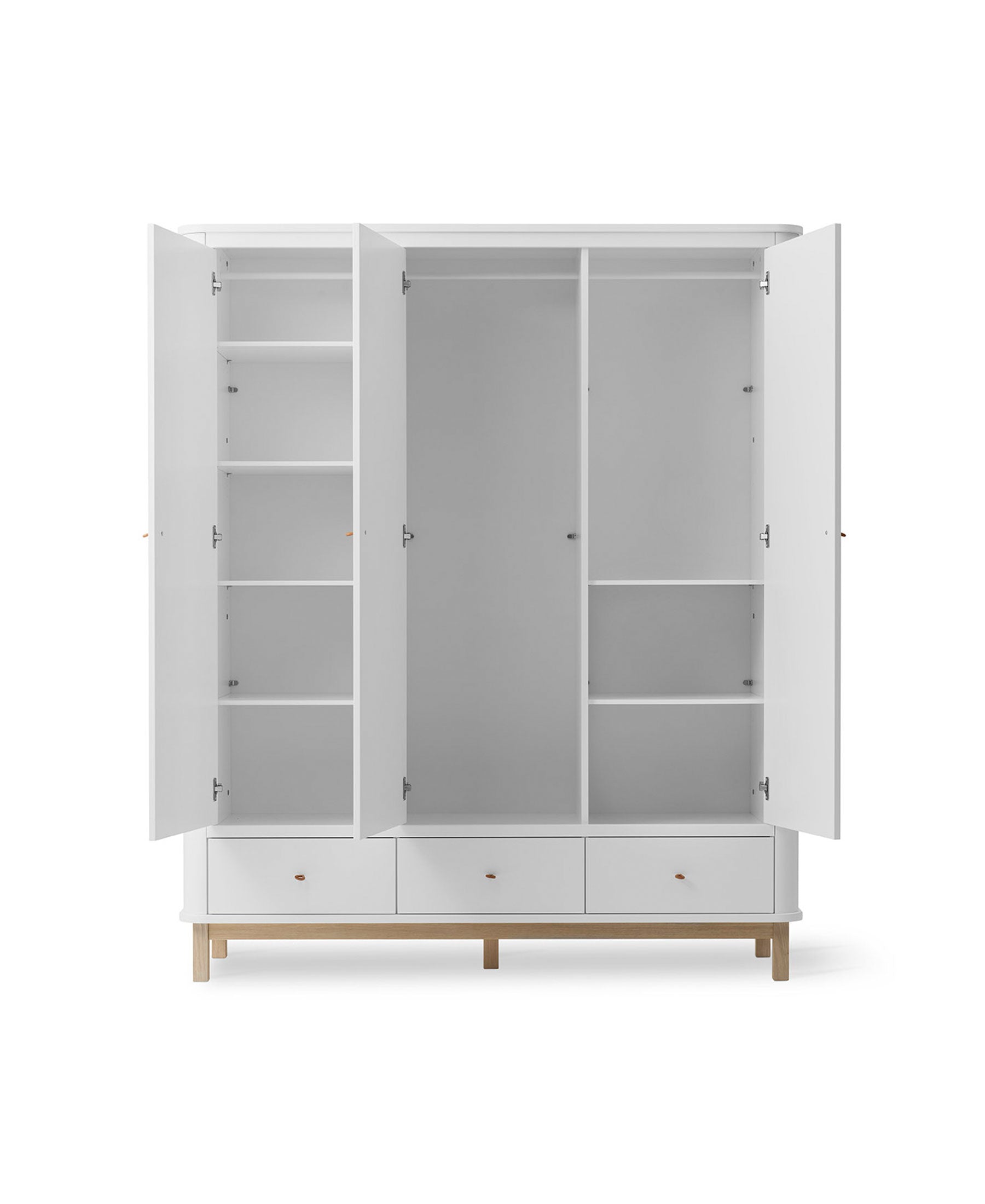Oliver Furniture 3-deurs wood kledingkast in wit/eikenhout. 