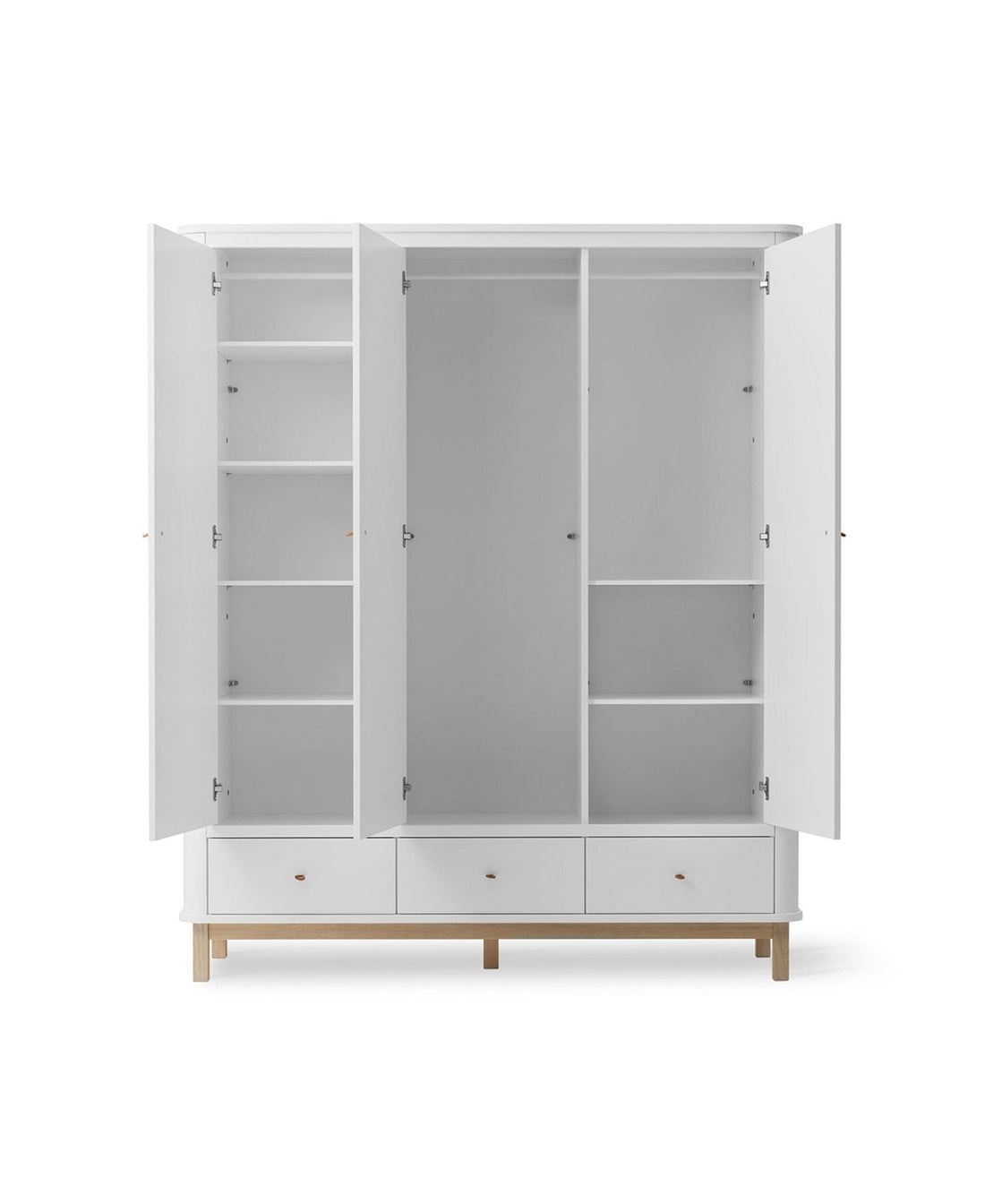 Oliver Furniture Wood Wardrobe 3 Doors, white/oak – front view