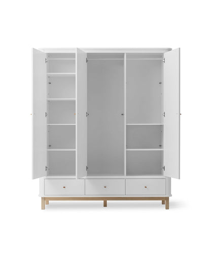 Oliver Furniture Wood Wardrobe 3 Doors, white/oak – front view