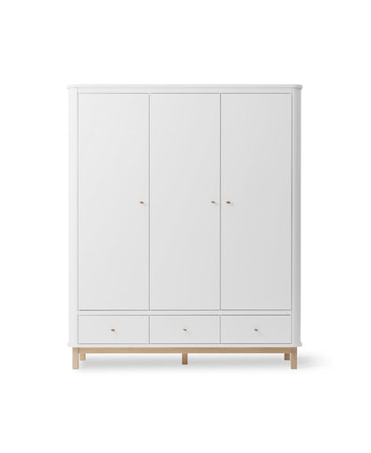 Oliver Furniture Wood Wardrobe 3 Doors in White/Oak
