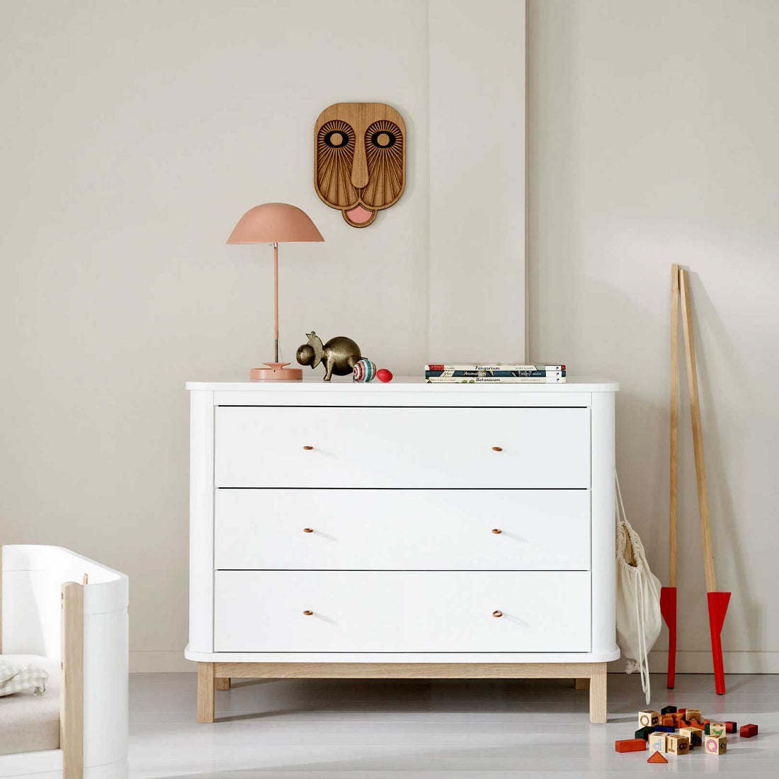 Wood Dresser 3 Drawers White/Oak