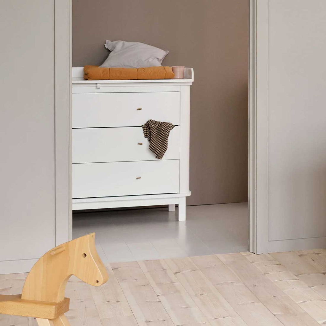 Wood Nursery Dresser 3 Drawers White