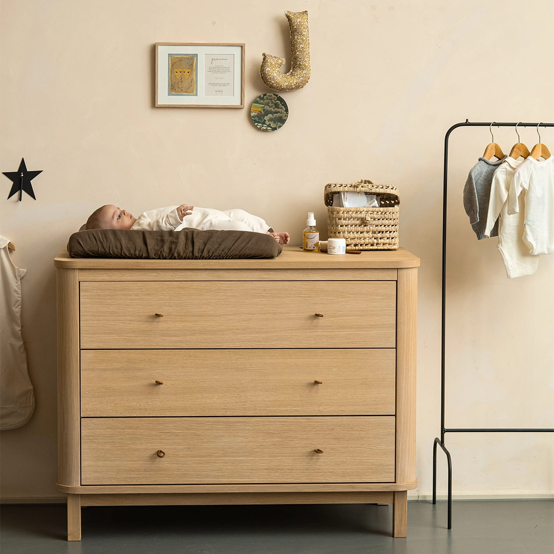 Wood Dresser 3 Drawers Oak