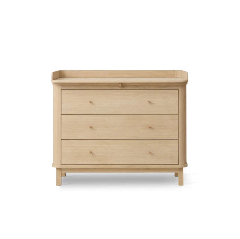 Wood Nursery Dresser 3 Drawers Large Top Oak