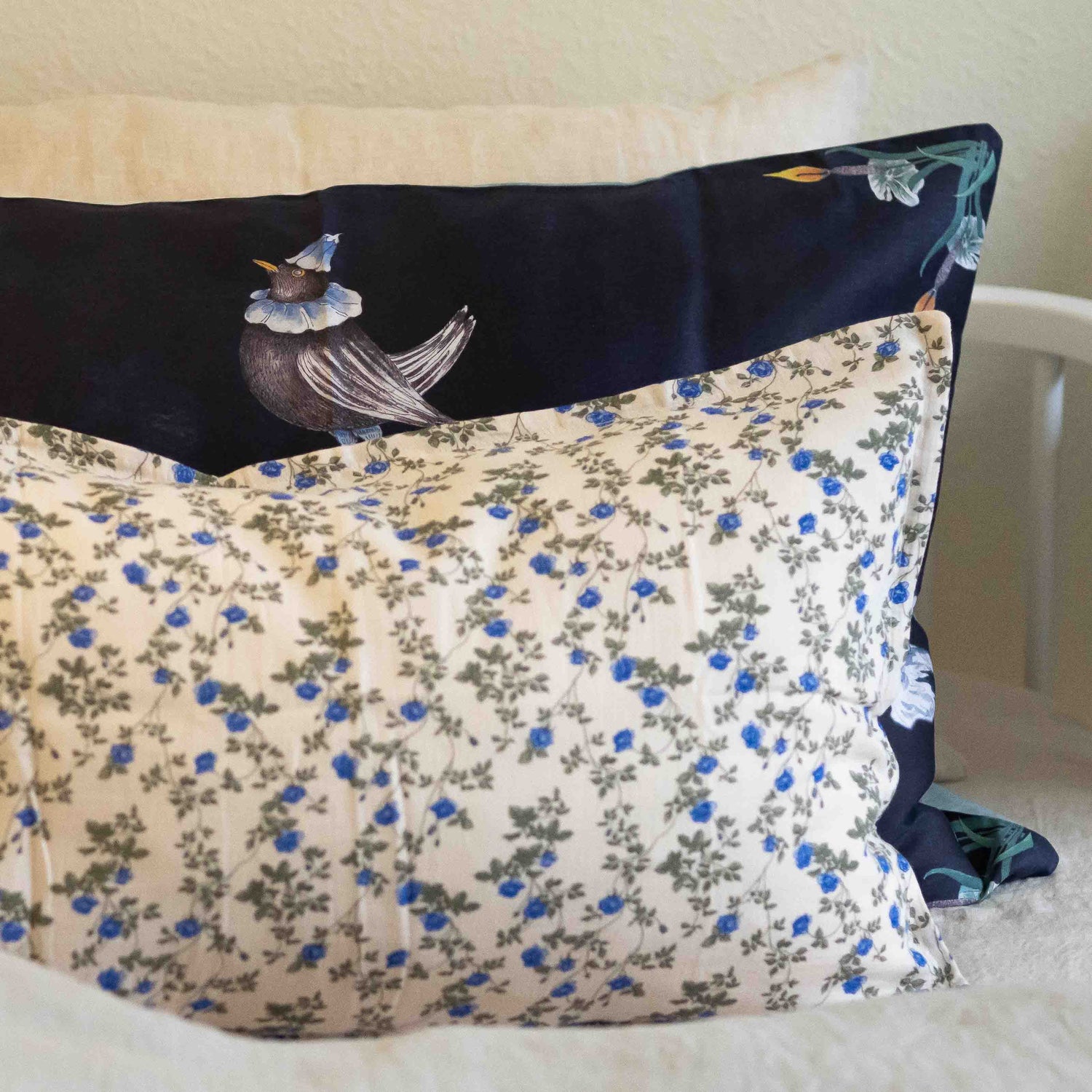 Reversible Pillow Cover Blackbird in the Water Mirror