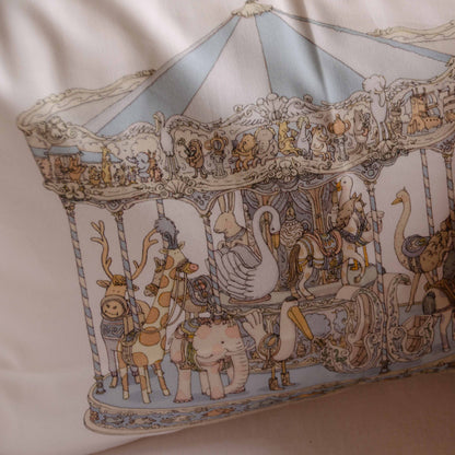 Satin Cushion Cover - Carousel Blue