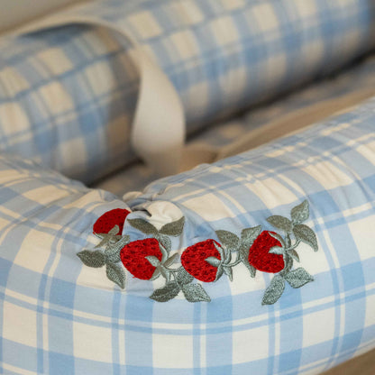 Draagbaar Babynestje Organic Cotton Plaid Blue Sky
