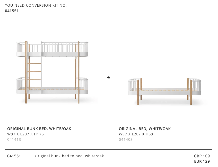 Origineel Stapelbed Naar Bed Wit/Eiken