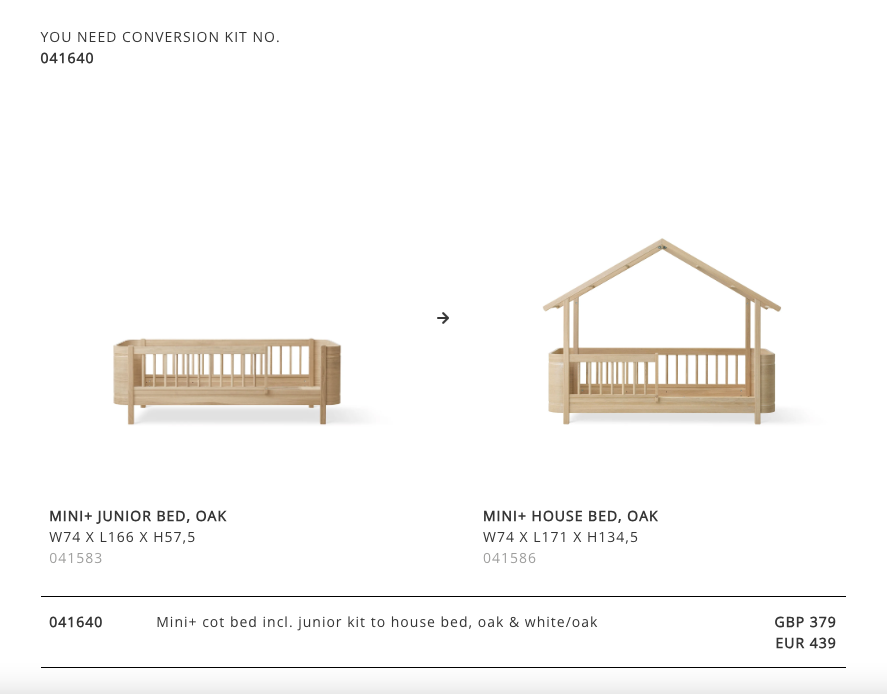 Conversion Set Mini+ Cot Bed incl. Junior Kit to House Bed I Oak &amp; White/Oak