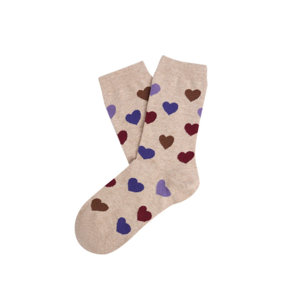 The New Society Hearts Socks in sand color of The Archive Store