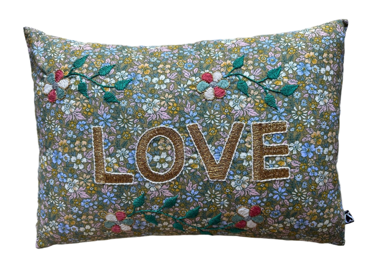 Love Cushion Green Flowers 30x40