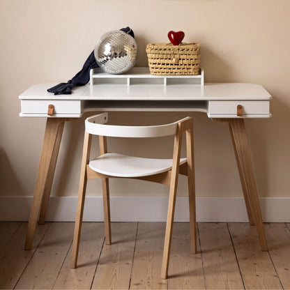 Wood Desk Small &amp; Armchair White/Oak