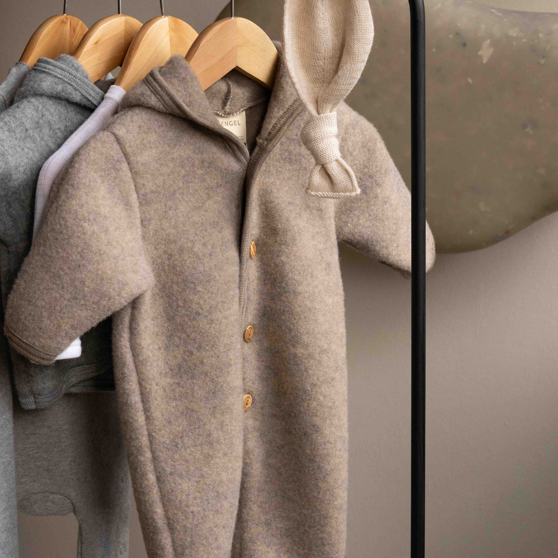 Wollen Fleece Pak Met Capuchon Walnut