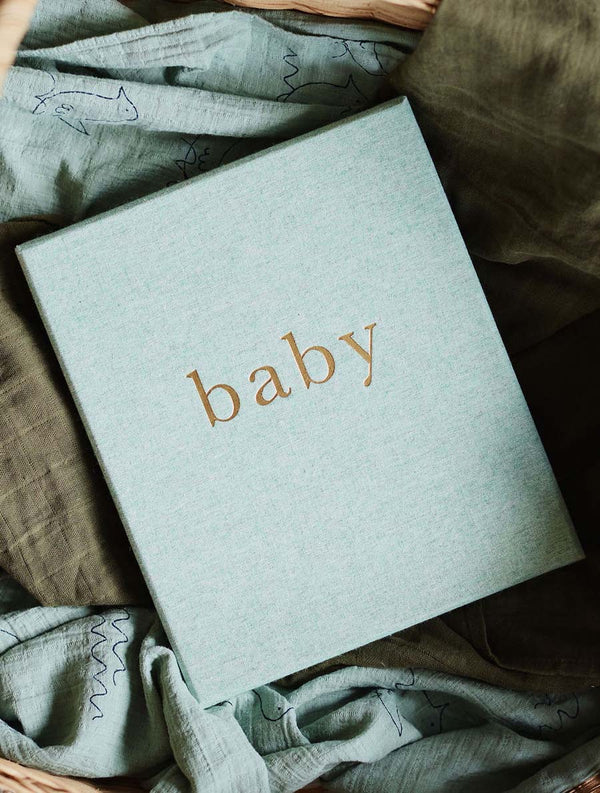 Write to Me Boxed Baby Journal in Seafoam color for Archive Store