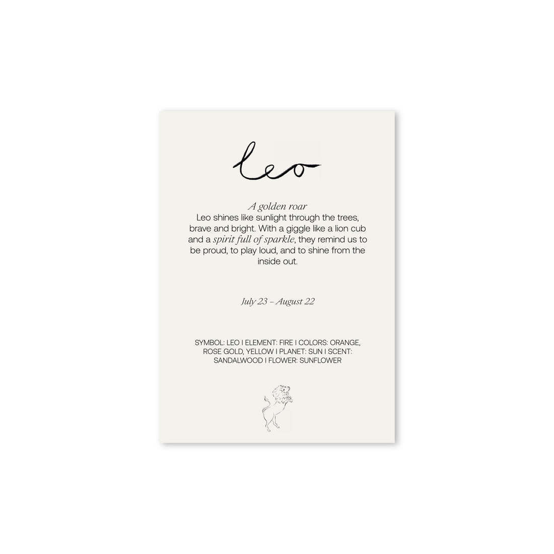 Zodiac Poster Leeuw