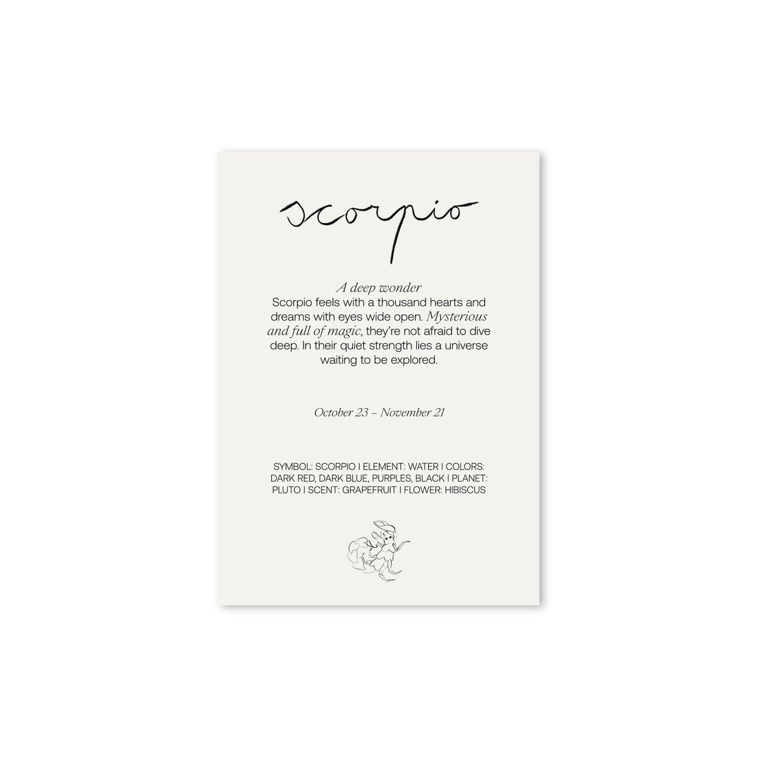 Zodiac Sign Card Scorpio