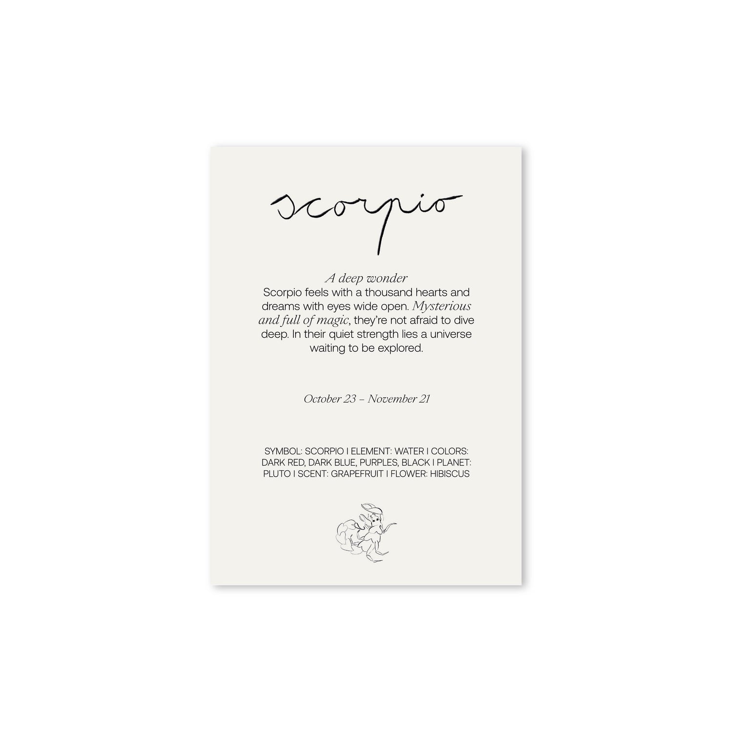 Zodiac Sign Card Scorpio