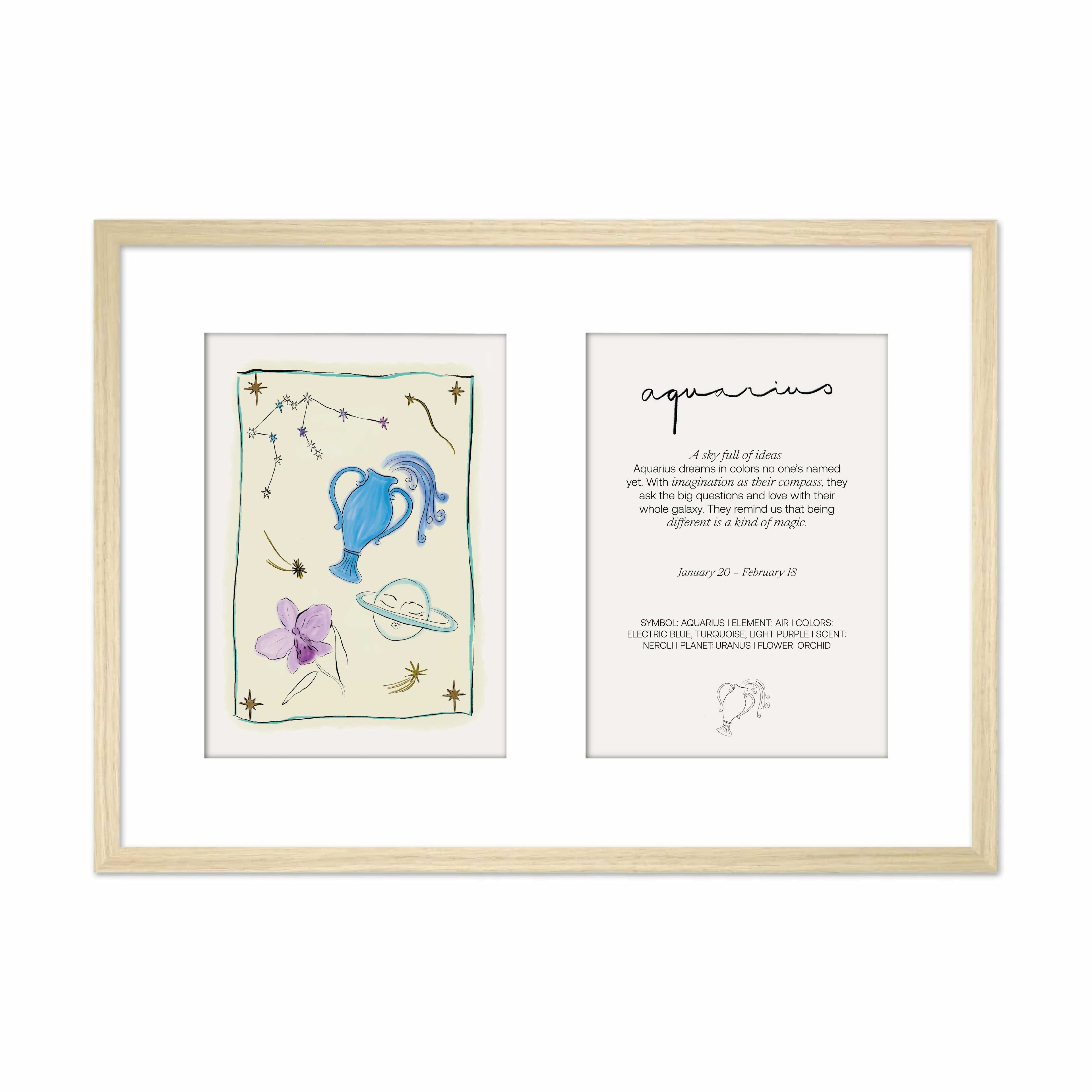 Framed Zodiac Sign Poster Aquarius