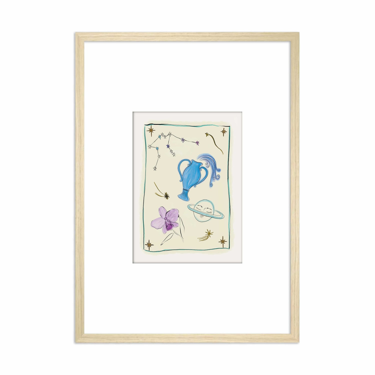 Framed Zodiac Sign Poster Aquarius