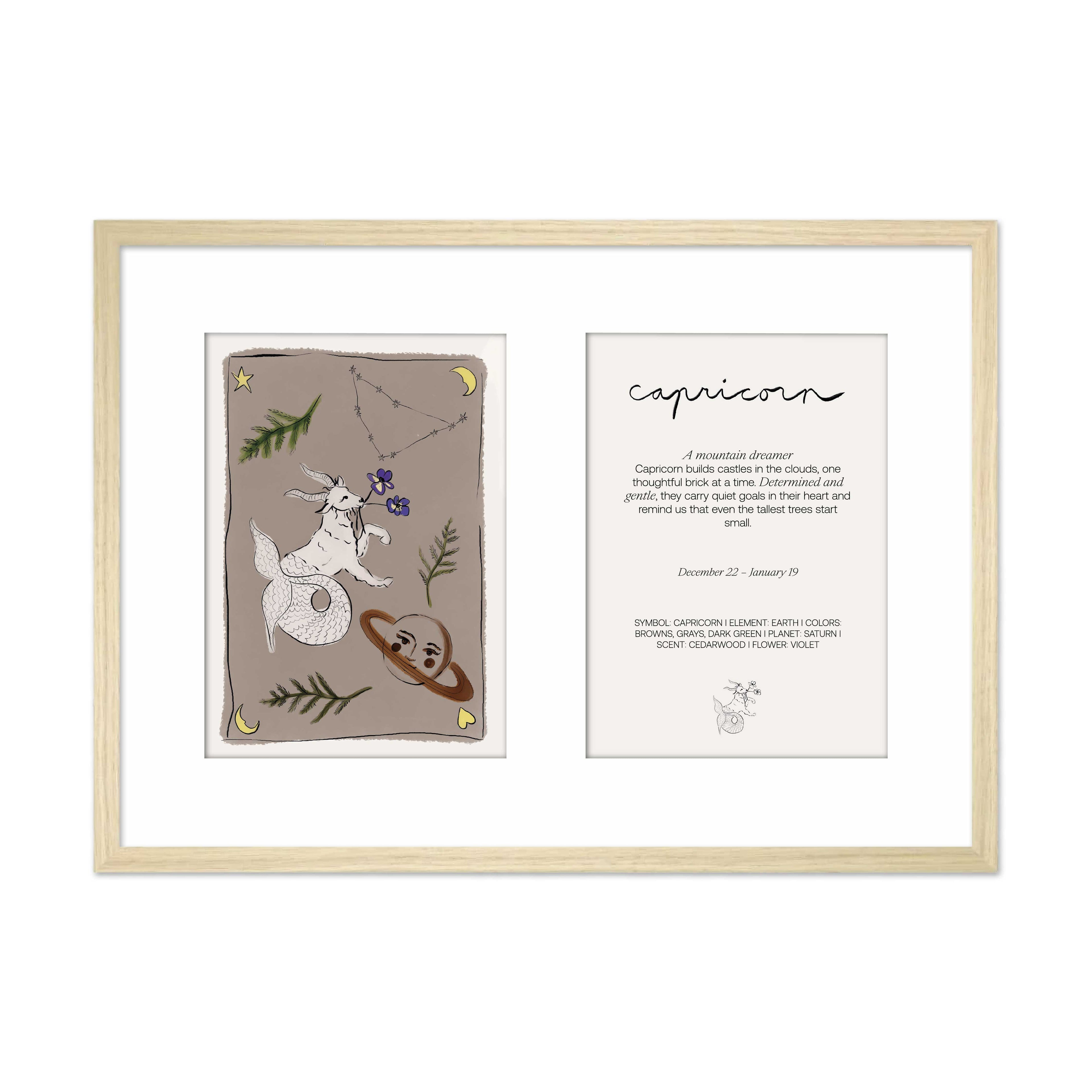 Framed Zodiac Sign Poster Double Capricorn