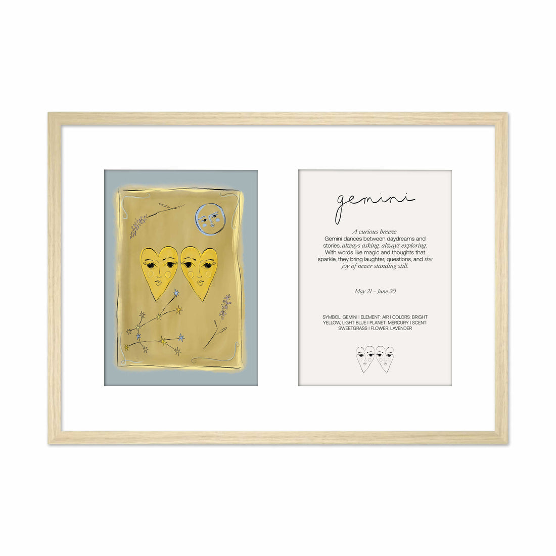 Framed Zodiac Sign Poster Double Gemini