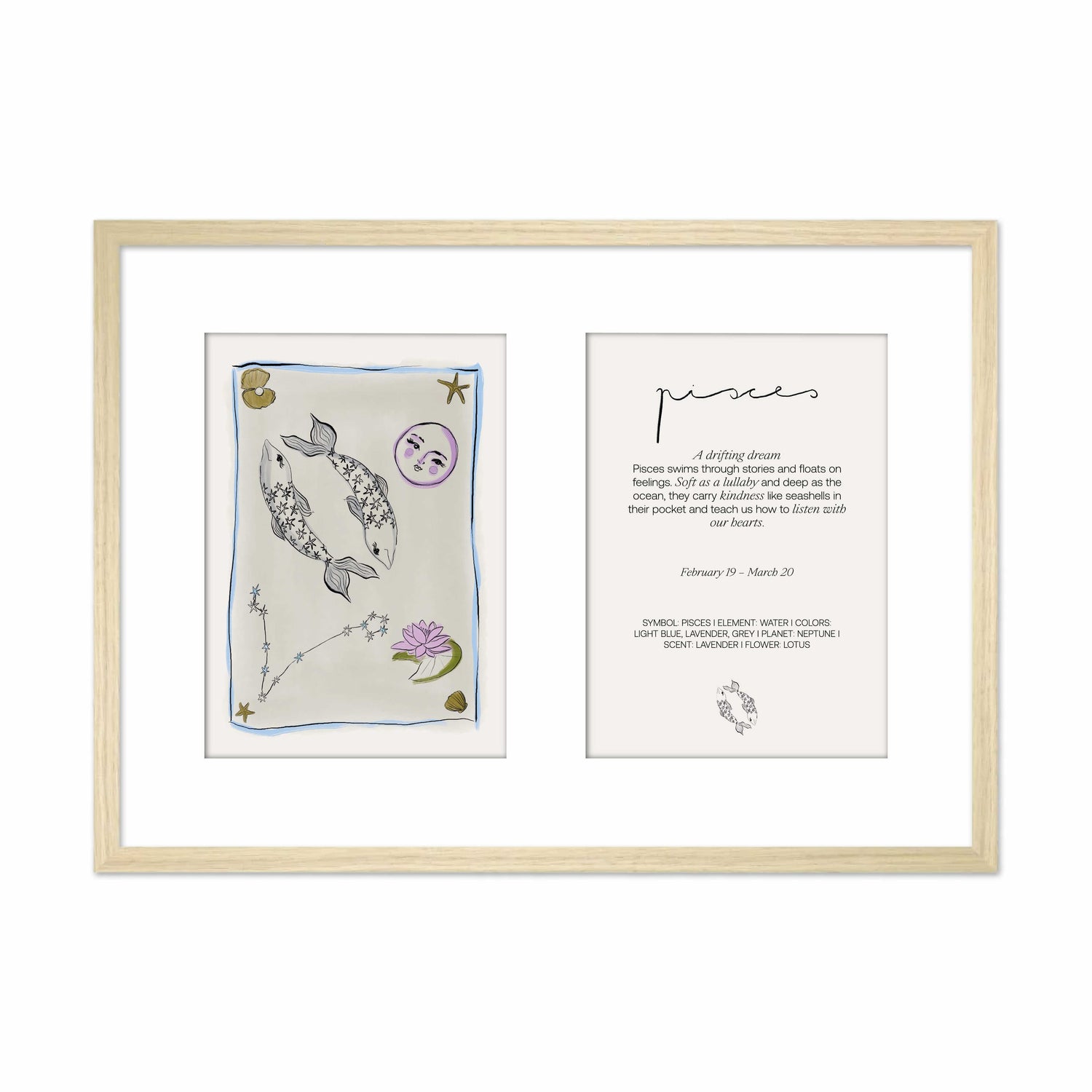 Framed Zodiac Sign Poster Double Pisces