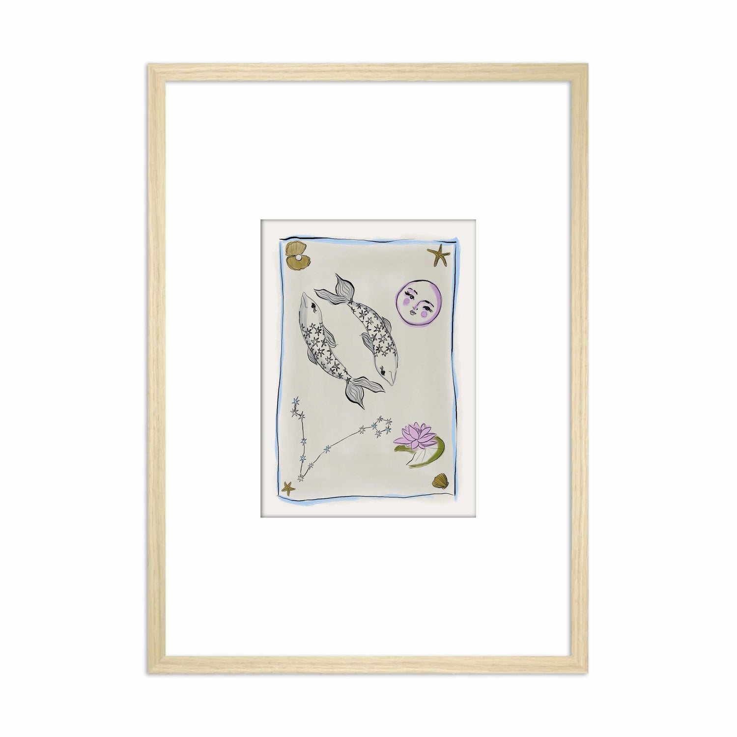 Framed Zodiac Sign Poster Pisces