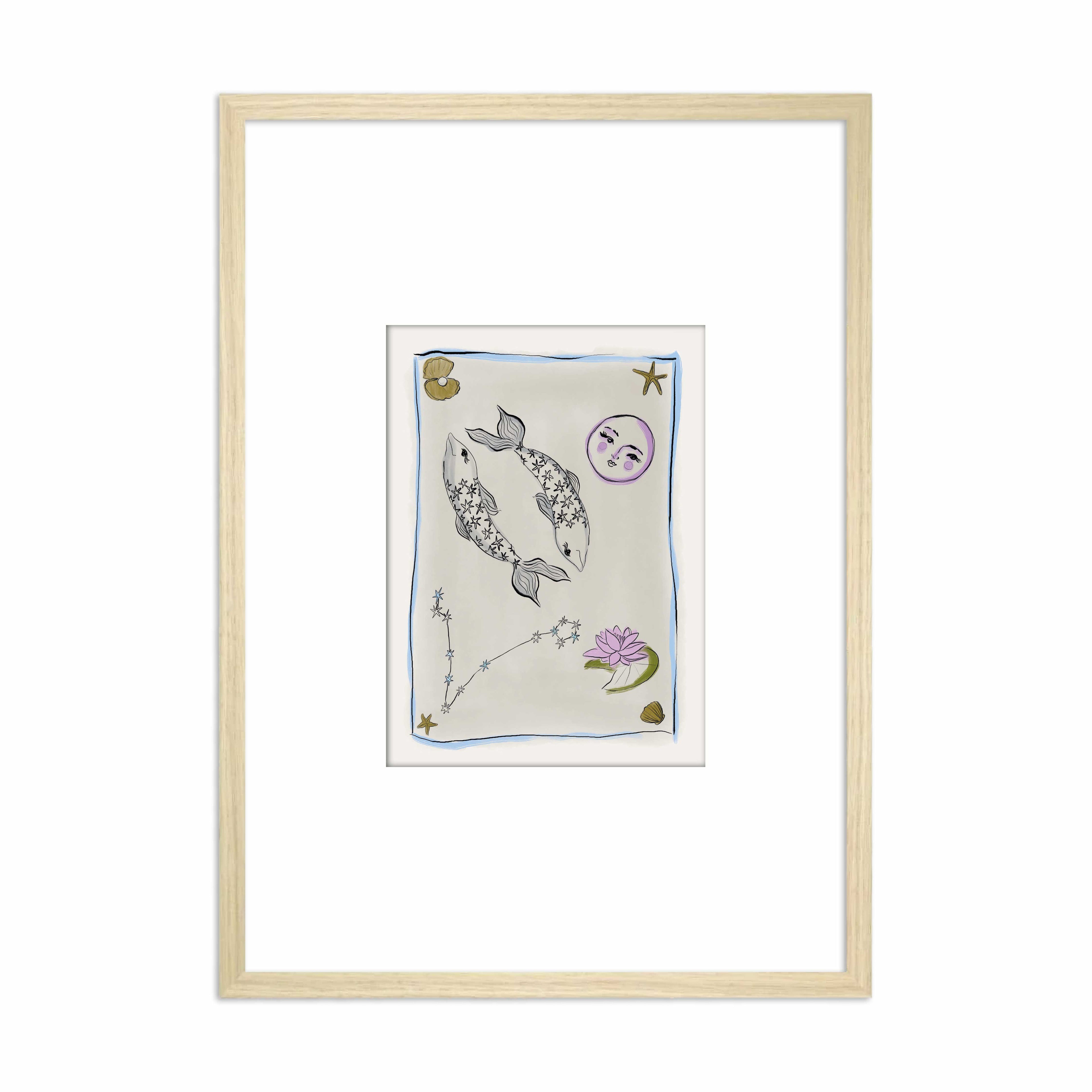 Framed Zodiac Sign Poster Pisces