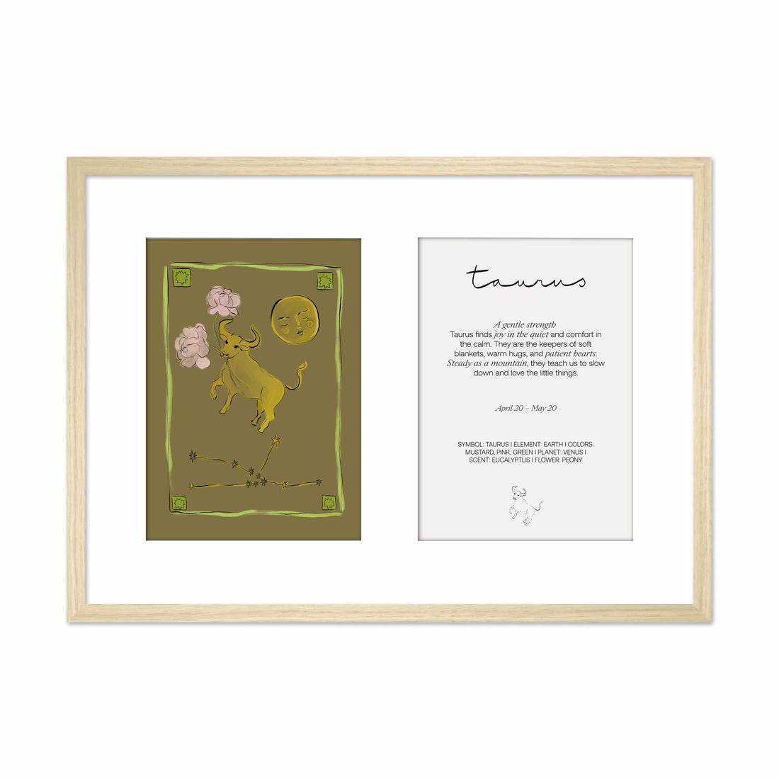Framed Zodiac Sign Poster Double Taurus