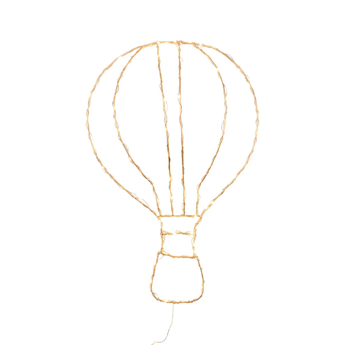Handgemaakte gouden wandlamp in de vorm van een luchtballon, met koperkleurige LED-verlichting, Zoé Rumeau — sfeervol nachtlampje voor de kinderkamer.