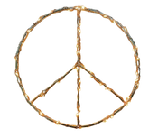 Lighting wall decoration with Peace sign in gold with led lights made by Zoe Rumeau