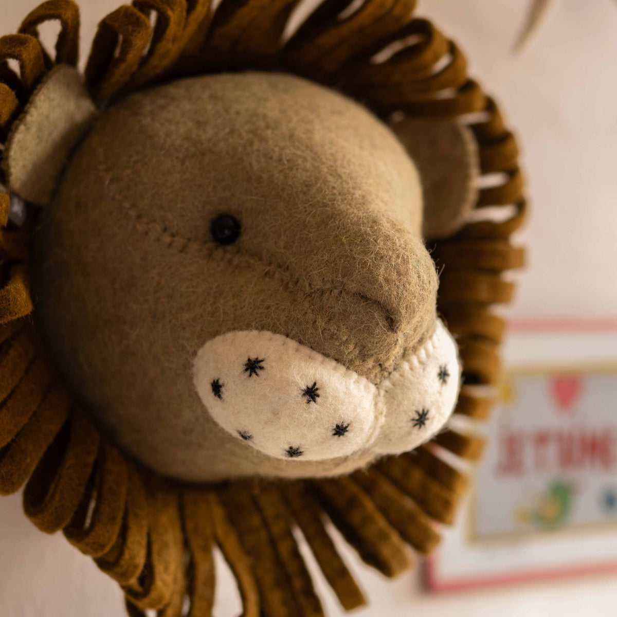Fiona Walker England Animal Head Mini Lion wall decoration, alternate angle