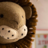 Close-up detail of the Fiona Walker England Animal Head Mini Lion wall decoration