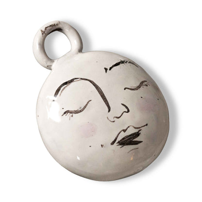 Anouk Kramer Porcelain Moon Face Ornament – closed eyes