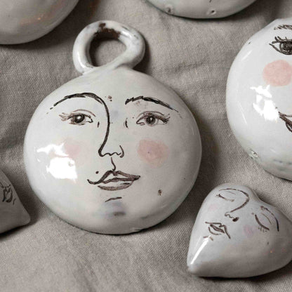 Anouk Kramer Porcelain Moon Face Ornament – eyes open