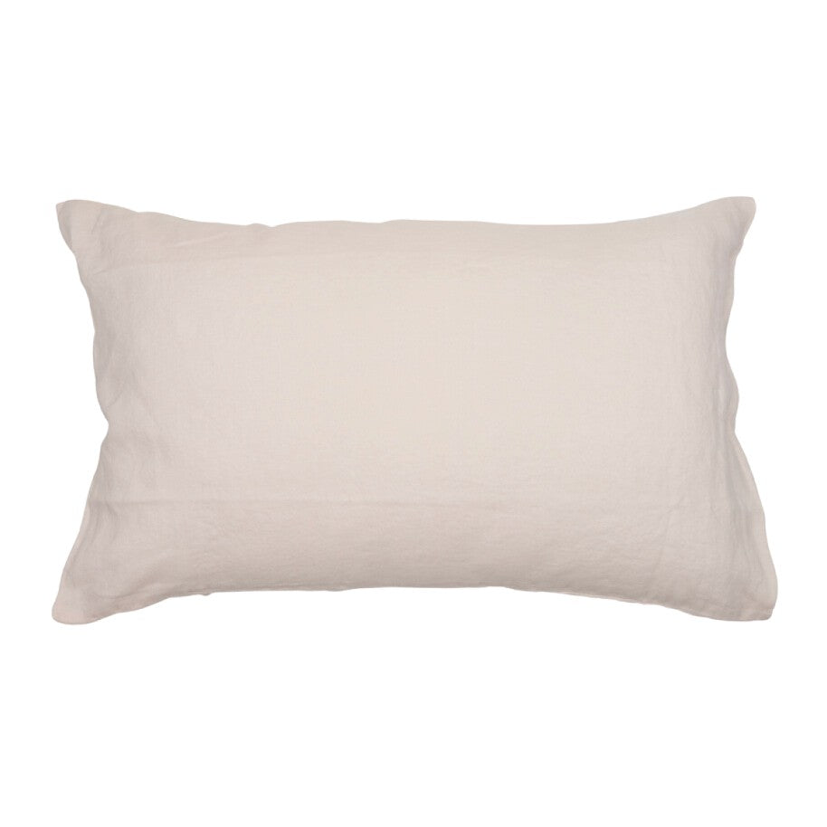Hazel &amp; George Linen Pillow Cover in Craie, a rectangular linen pillow with an envelope closure, on a white background
